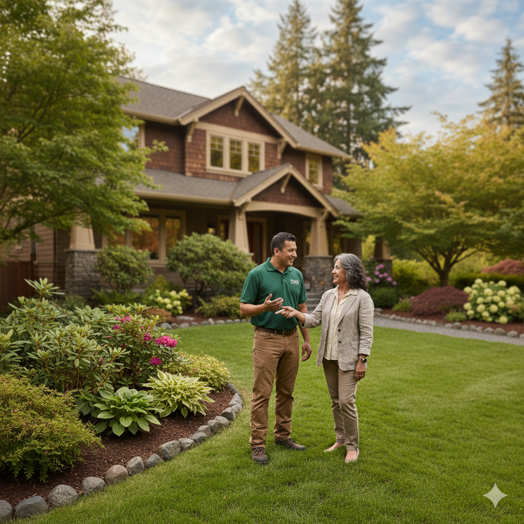 Homeowner and landscaper